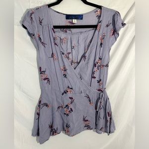 Blue Rain Flower Top Blouse